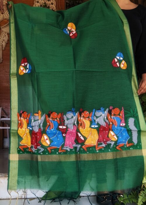handpainted dupatta tribal art