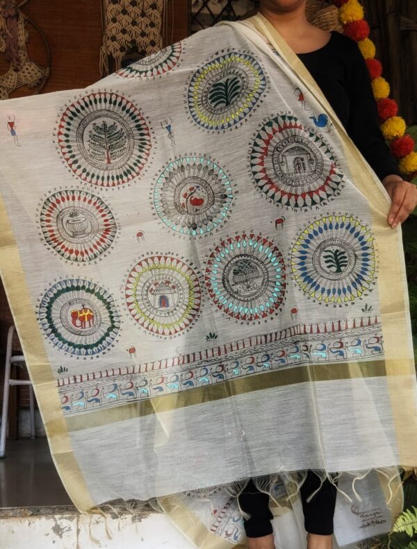 handpainted saura art dupatta