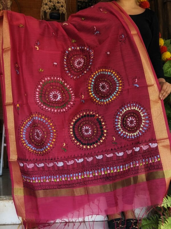 handpainted saura art dupatta