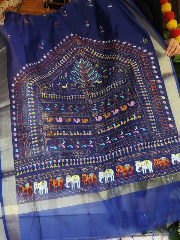 saura art on dupattas handpainted