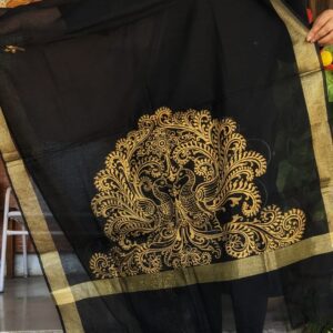 handpainted dupatta on Chanderi