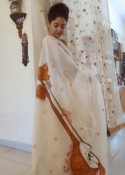 handpainted saree - littlethingsbypreeya