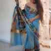 handpainted saree, pattachitra, fish motif, bengal handloom, pure cotton, littlethings by preeya, wedding sarees